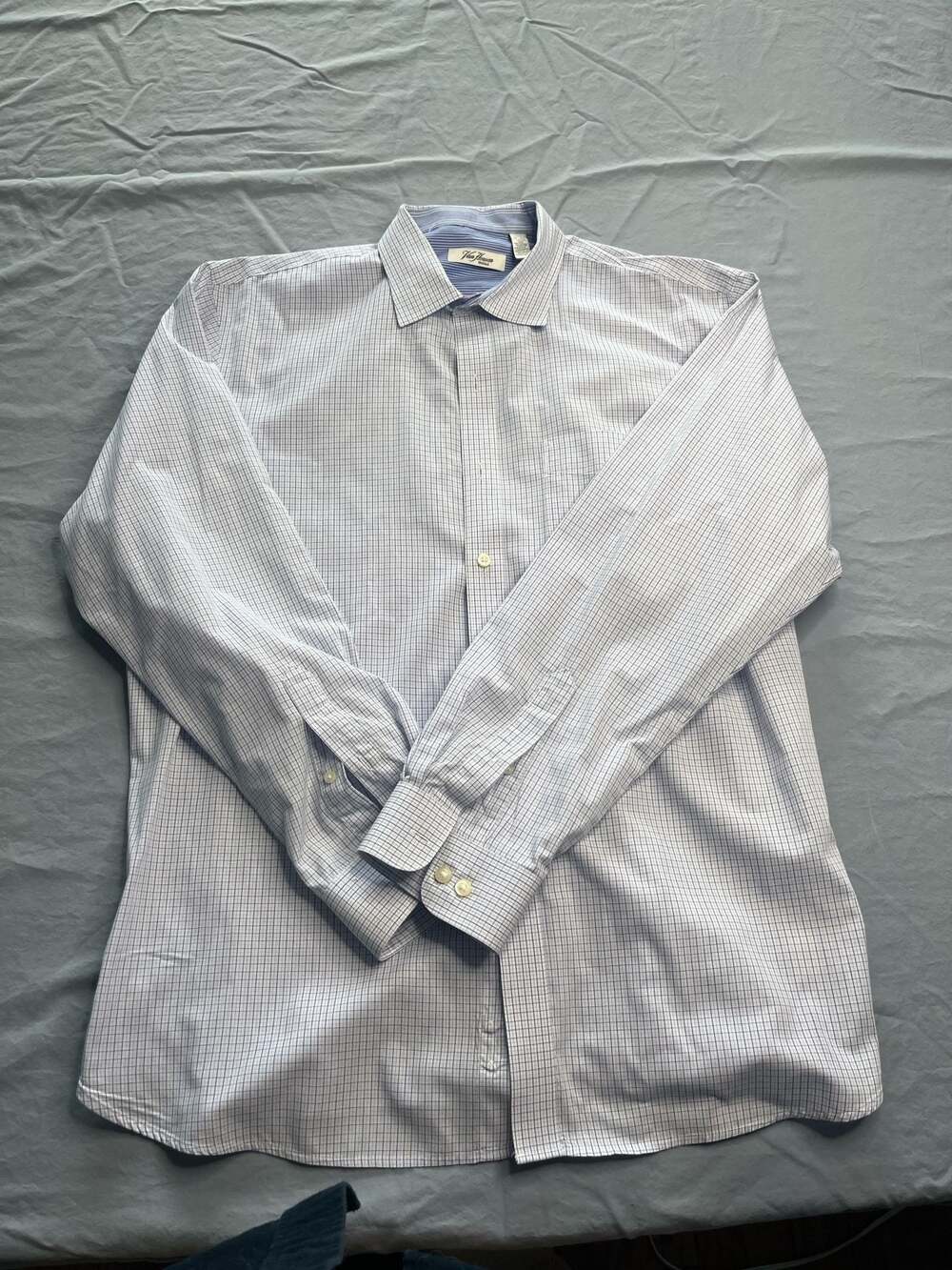 Van Heusen Originals Men's Long Sleeve Micro Check Dress Shirt Size L 16-16.5